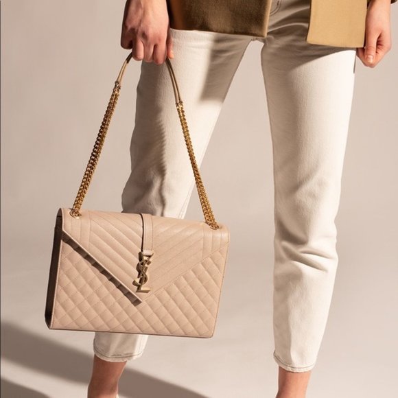 Saint Laurent Handbags - YSL Saint Laurent Large Envelope Calfskin Shoulder Bag